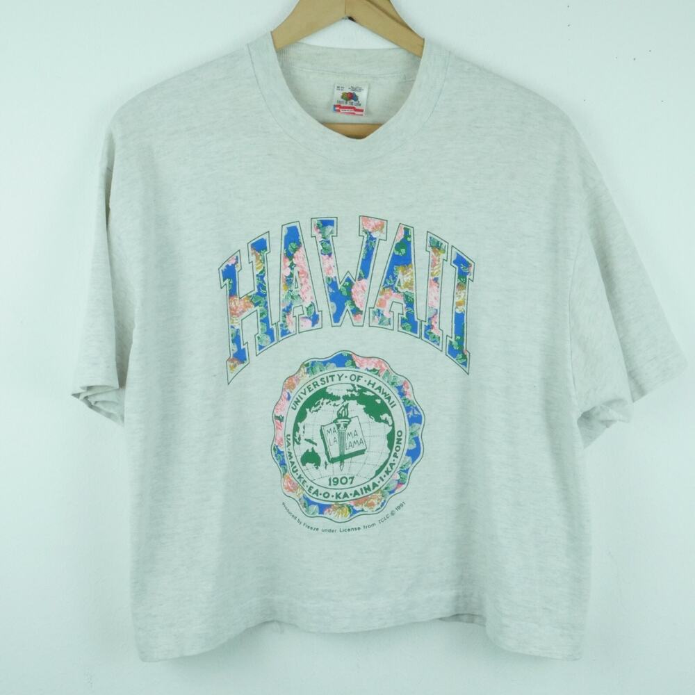 Vintage Univeristy of Hawaii T Shirt Crop‎ 90s Single Stitch Collegiate Surfer